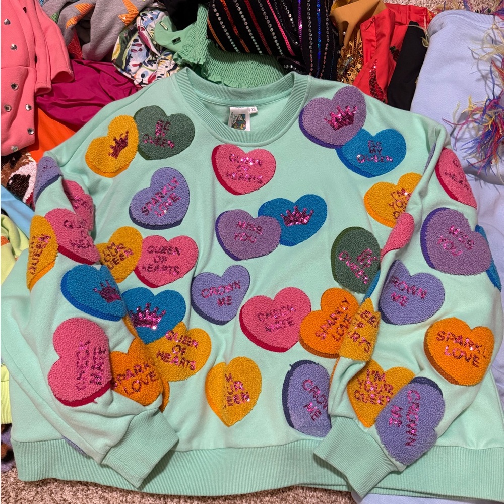 QUEEN OF SPARKLES conversation heart sweatshirt - Picture 2 of 2